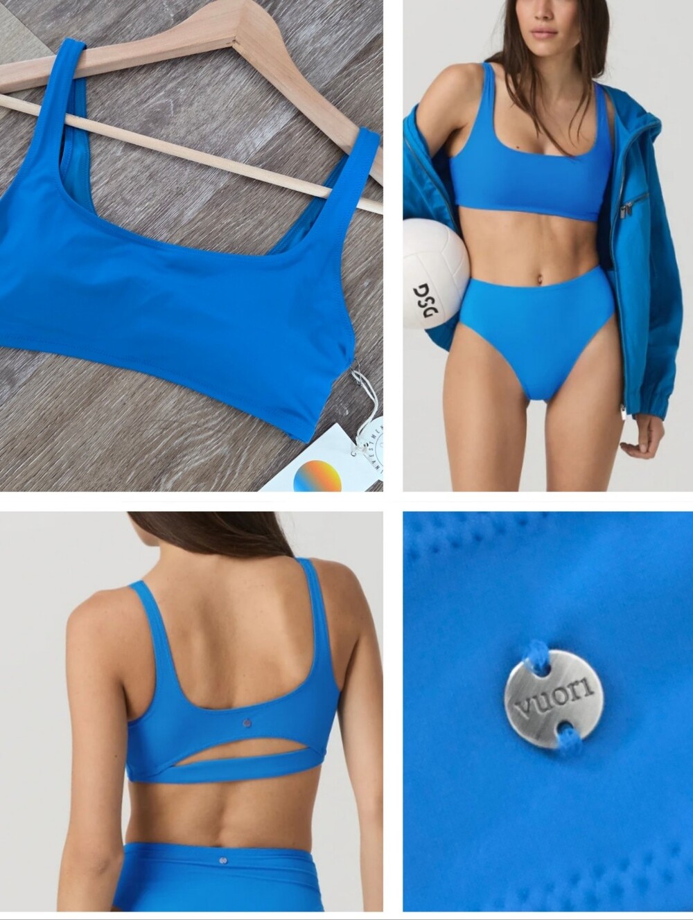 Vuori Encinitas Bikini Swim Top NWT Regatta Blue Athletic Cutout HTF Remov Cups